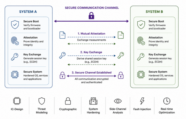 Sketch of two communicating systems via secure protocols