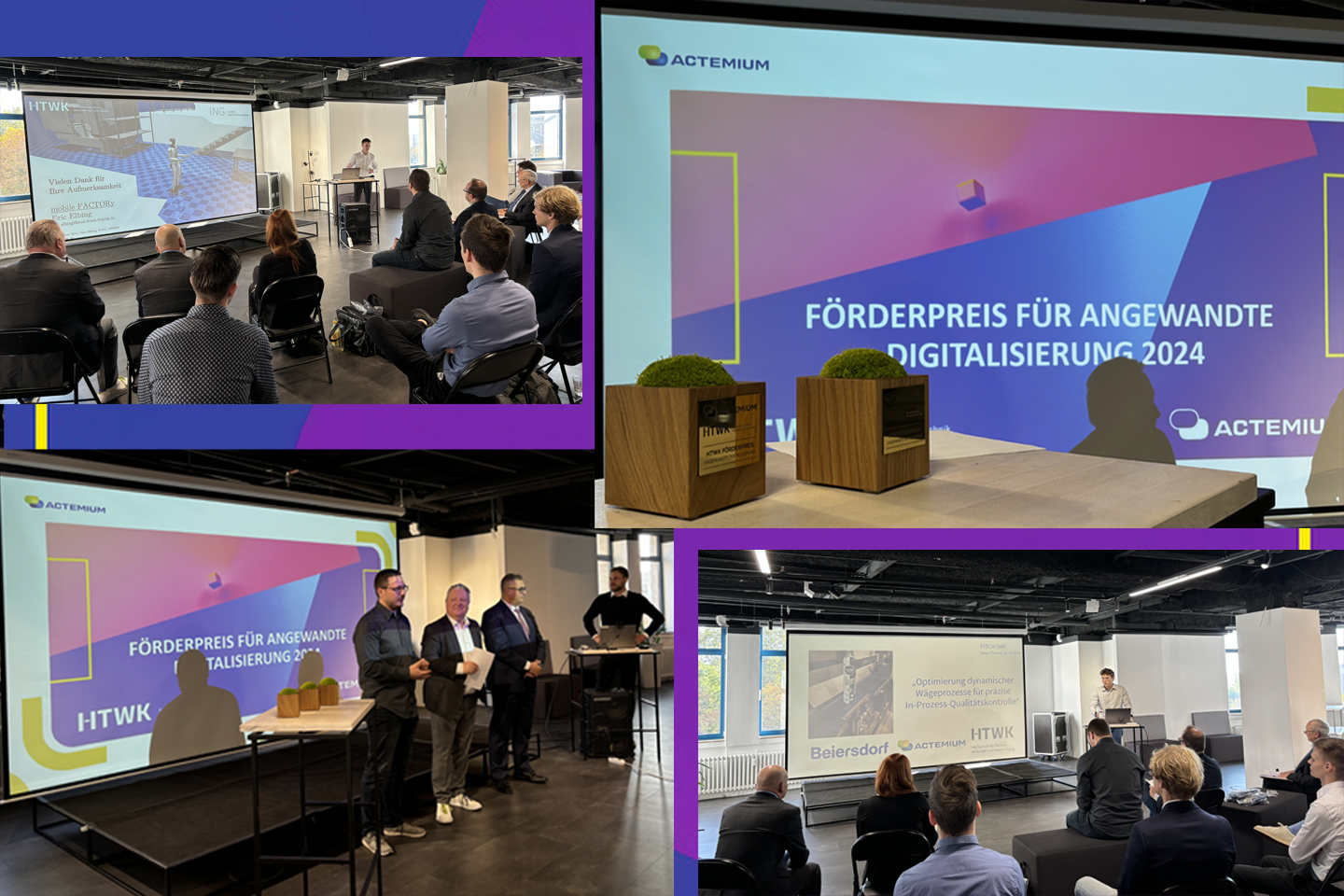 Förderpreis für Angewandte Digitalisierung Kollage mit mehreren Fotos von der Verleihung des Förderpreises für Angewandte Digitalisierung